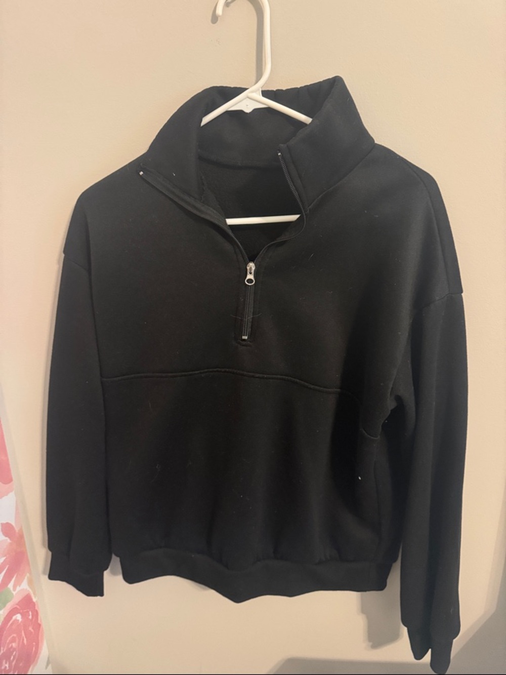 WOMENS Black Quarter-Zip Pullover Sweater